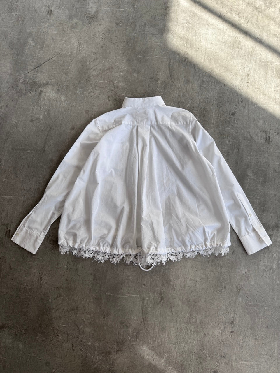 Sacai Lace Detail Drawstring White Shirt