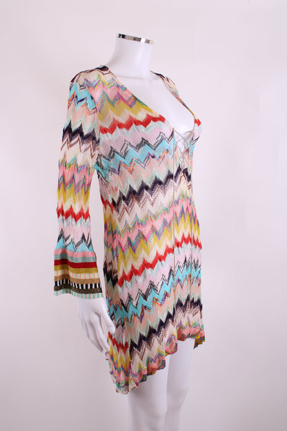Missoni Mare L/S Chevron Beach Dress Multi Coloured 8 | O/S, Red