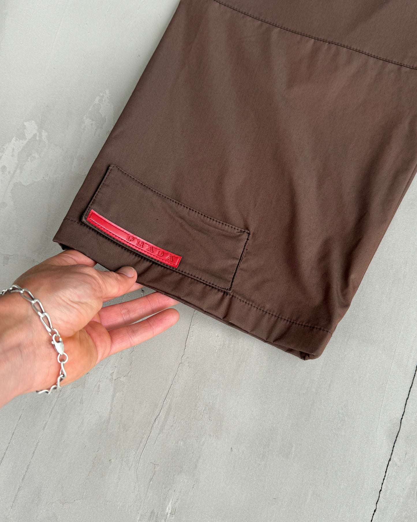 PRADA SPORT 'BELLA HADID' WIDE LEG STRAP TROUSERS - M | Medium, Brown