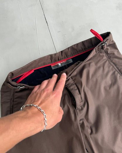 PRADA SPORT 'BELLA HADID' WIDE LEG STRAP TROUSERS - M | Medium, Brown