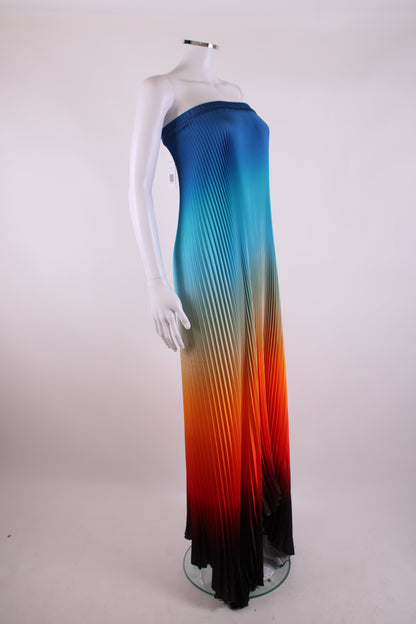 L'idee Bisous Strapless Pleated Dress Ibiza Sunset - Blue/ Orange 8 | O/S, Blue