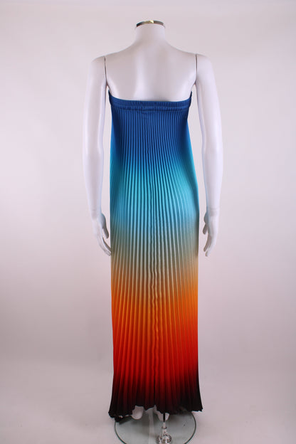 L'idee Bisous Strapless Pleated Dress Ibiza Sunset - Blue/ Orange 8 | O/S, Blue