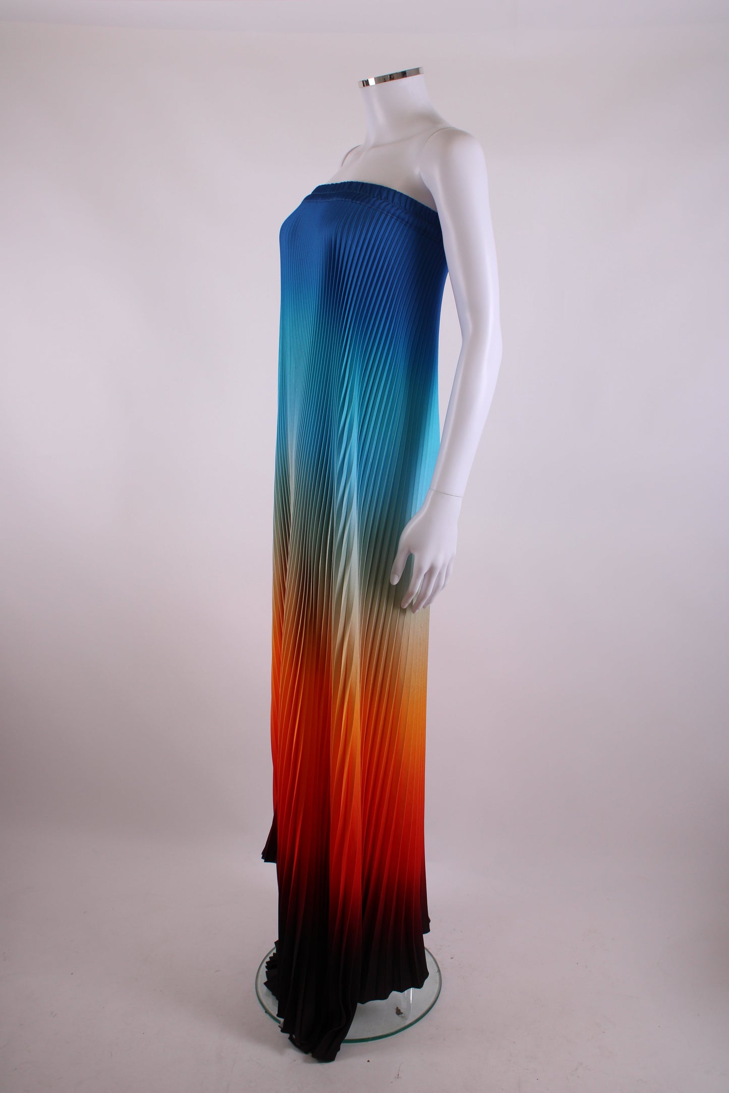 L'idee Bisous Strapless Pleated Dress Ibiza Sunset - Blue/ Orange 8 | O/S, Blue