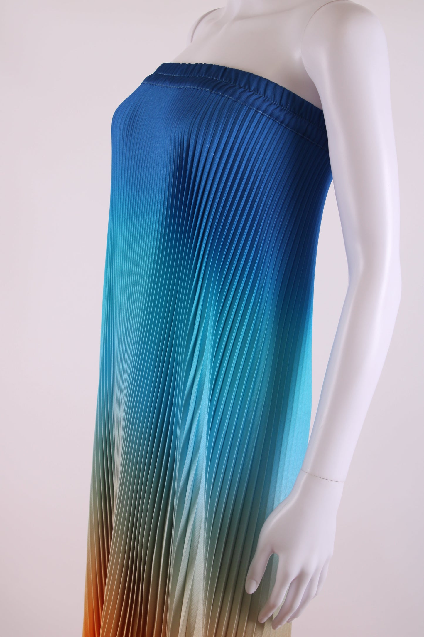 L'idee Bisous Strapless Pleated Dress Ibiza Sunset - Blue/ Orange 8 | O/S, Blue