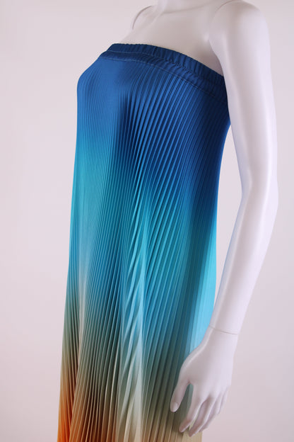 L'idee Bisous Strapless Pleated Dress Ibiza Sunset - Blue/ Orange 8 | O/S, Blue