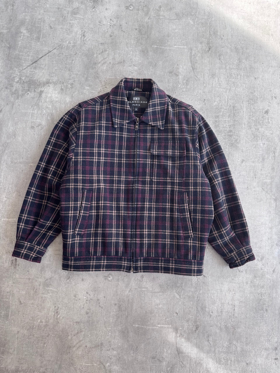 Balenciaga Wool Plaid Harrington Jacket