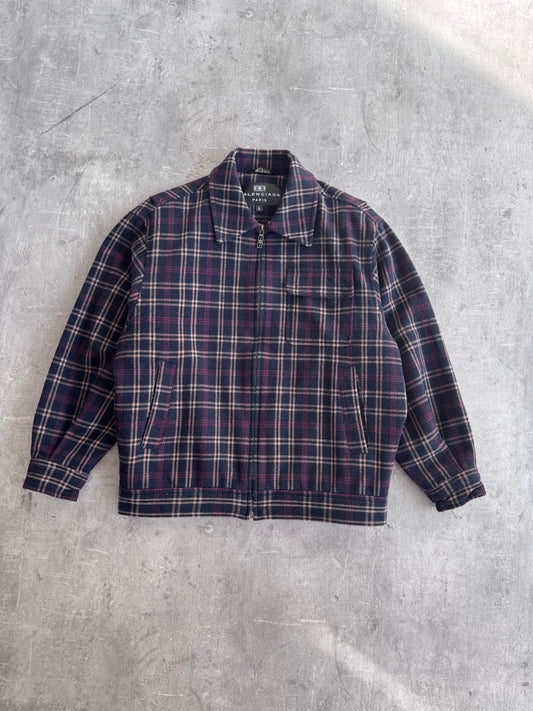 Balenciaga Wool Plaid Harrington Jacket