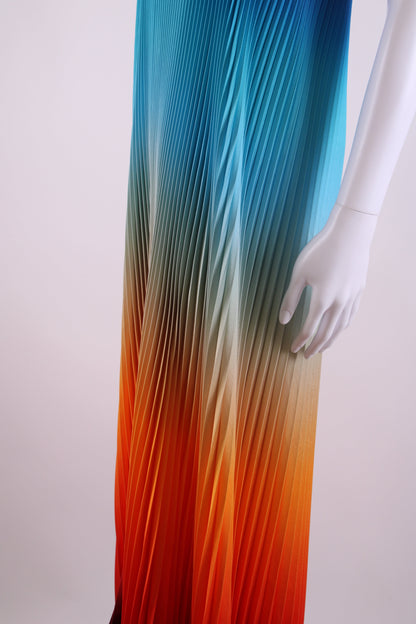L'idee Bisous Strapless Pleated Dress Ibiza Sunset - Blue/ Orange 8 | O/S, Blue