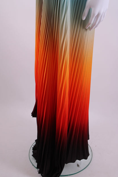 L'idee Bisous Strapless Pleated Dress Ibiza Sunset - Blue/ Orange 8 | O/S, Blue