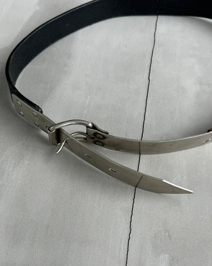 JEAN PAUL GAULTIER 90'S METAL CHROME & LEATHER BELT - M/L | O/S, Silver