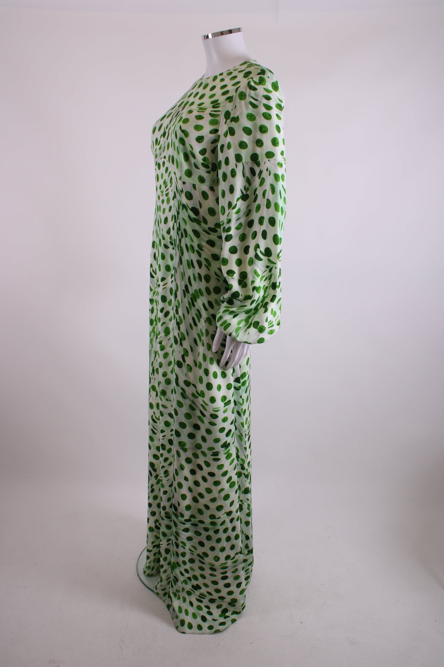 Brandon Maxwell L/S Dot Print Dress Green/ White 12 | O/S, Green
