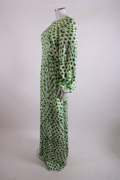 Brandon Maxwell L/S Dot Print Dress Green/ White 12 | O/S, Green