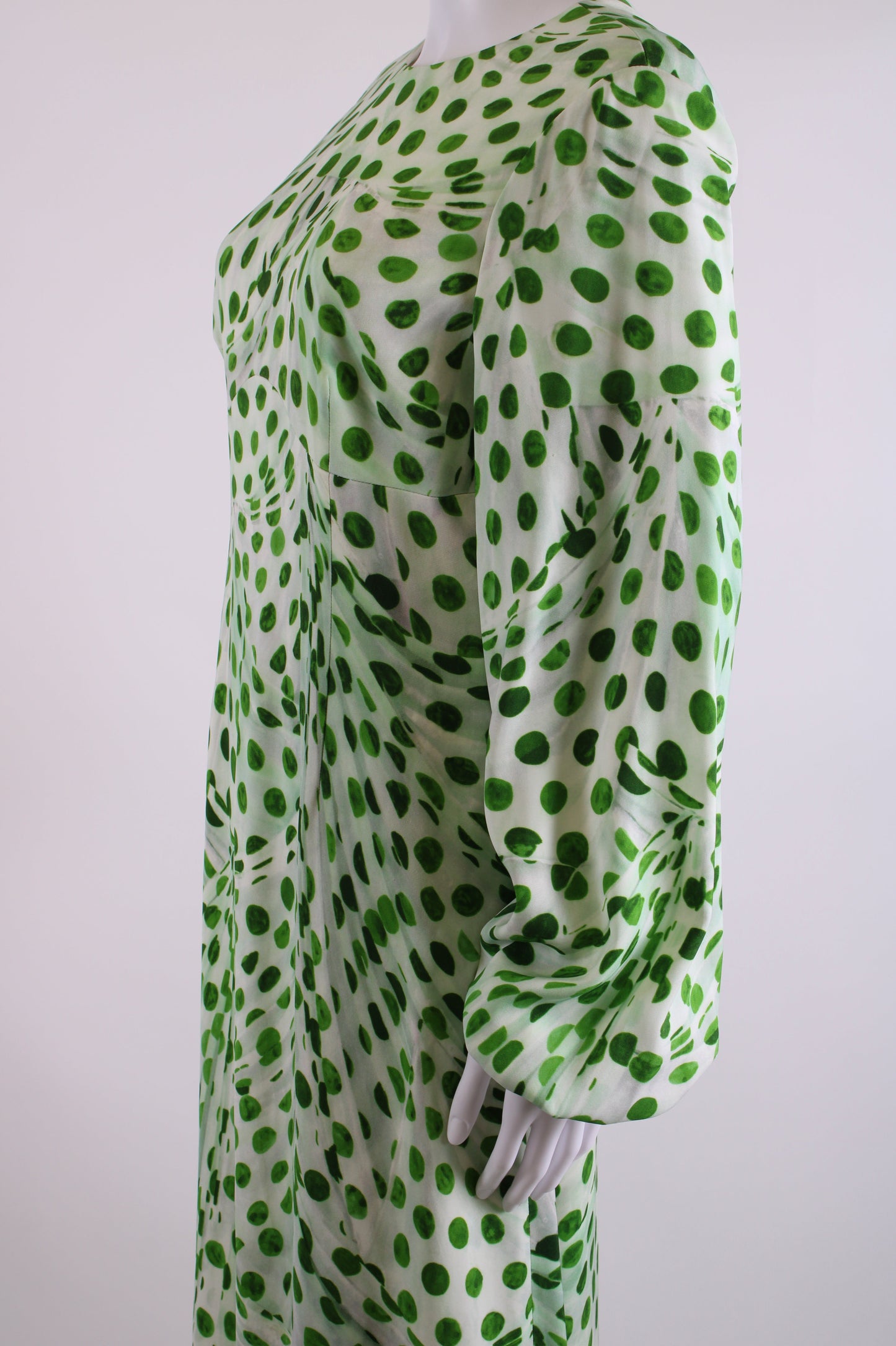 Brandon Maxwell L/S Dot Print Dress Green/ White 12 | O/S, Green