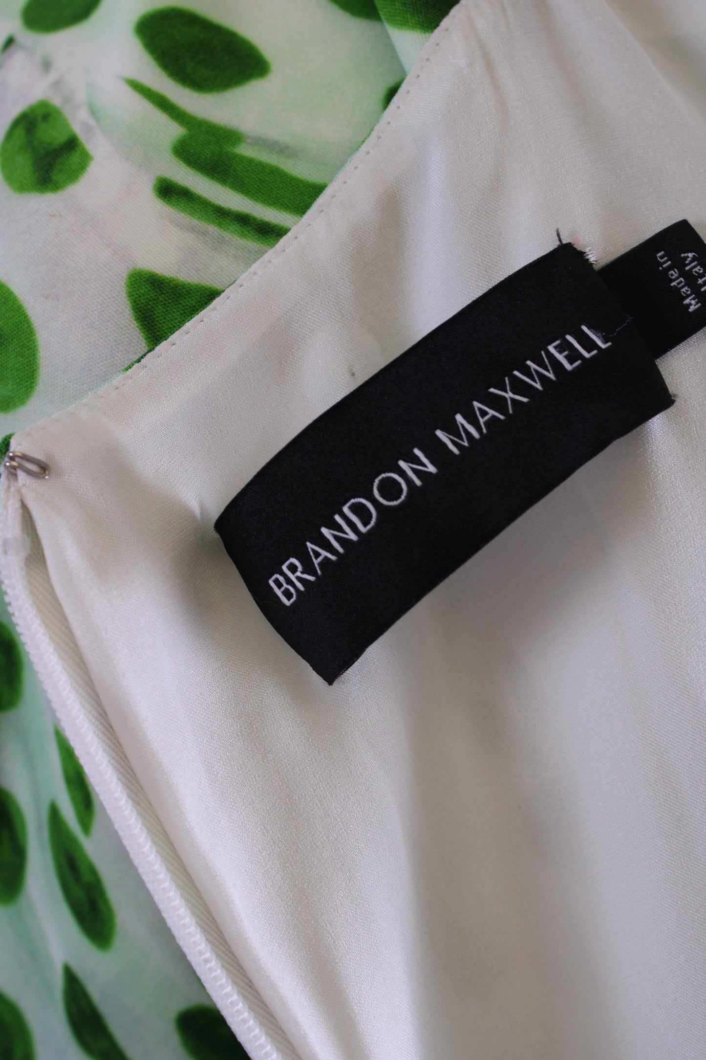 Brandon Maxwell L/S Dot Print Dress Green/ White 12 | O/S, Green
