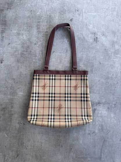 Burberry Nova Check Leather Tote Bag