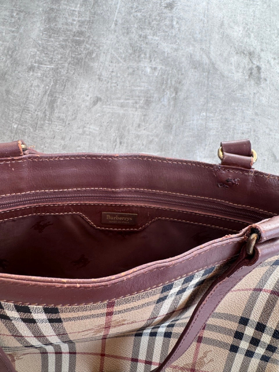 Burberry Nova Check Leather Tote Bag