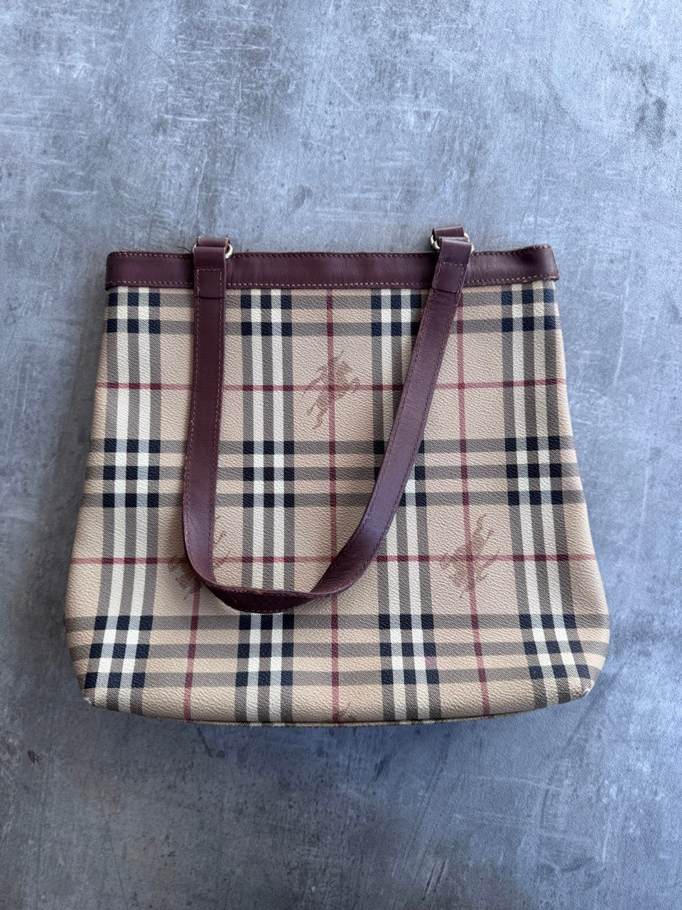 Burberry Nova Check Leather Tote Bag