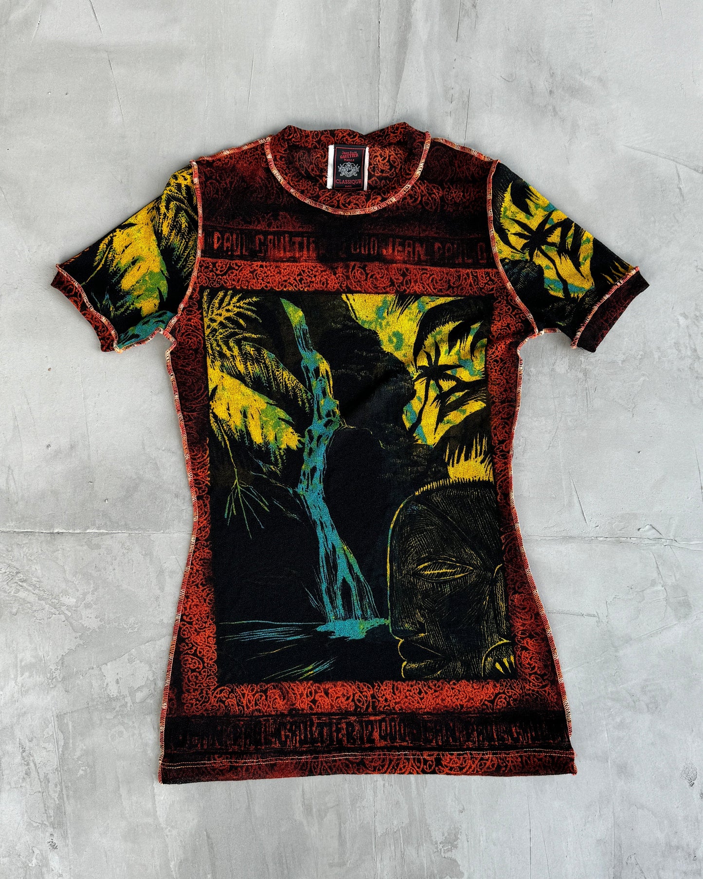 JEAN PAUL GAULTIER JPG 2000'S TROPICAL PRINT MESH TROUSER & TOP SET - S | Small, Multicoloured