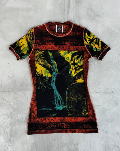 JEAN PAUL GAULTIER JPG 2000'S TROPICAL PRINT MESH TROUSER & TOP SET - S | Small, Multicoloured