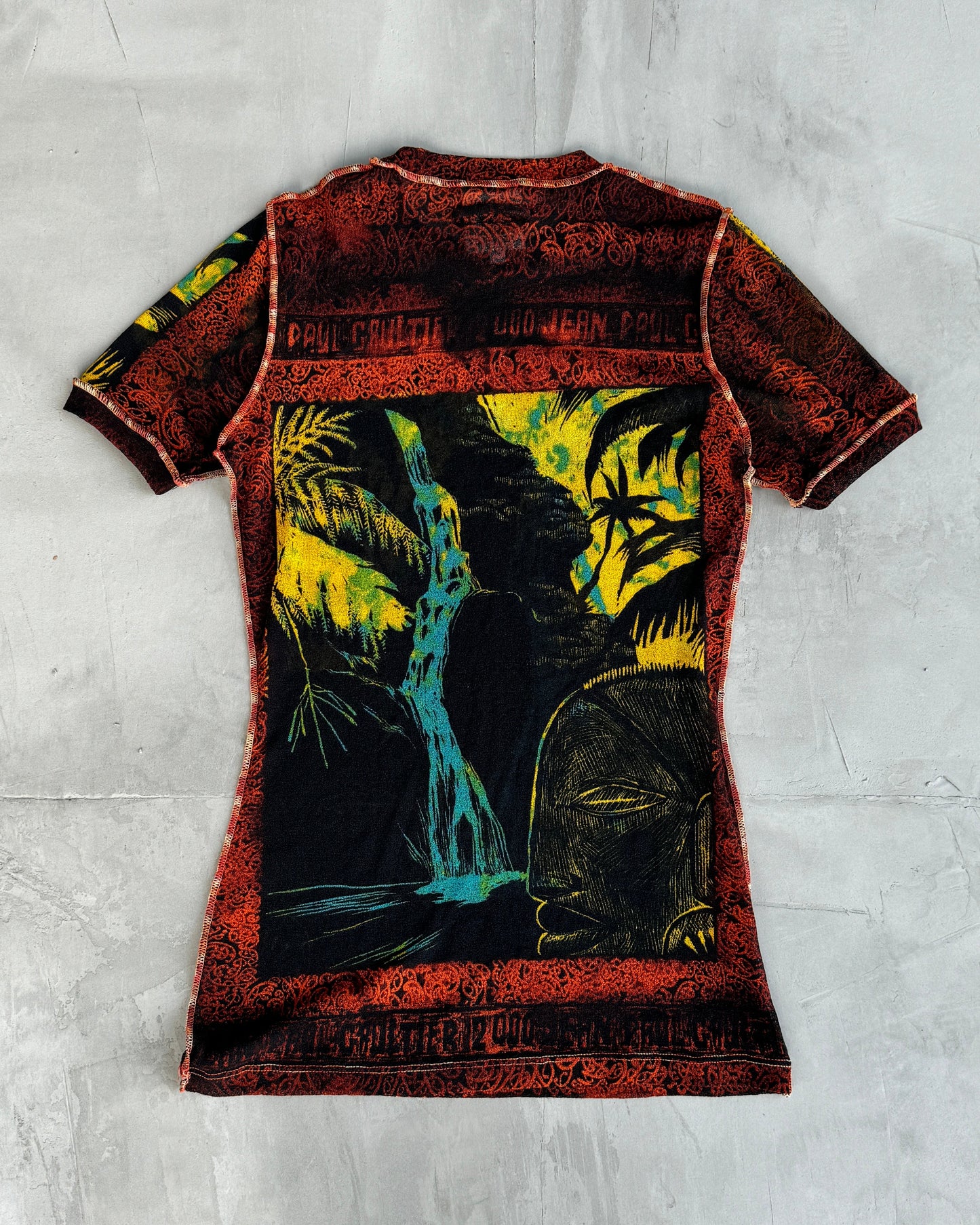 JEAN PAUL GAULTIER JPG 2000'S TROPICAL PRINT MESH TROUSER & TOP SET - S | Small, Multicoloured