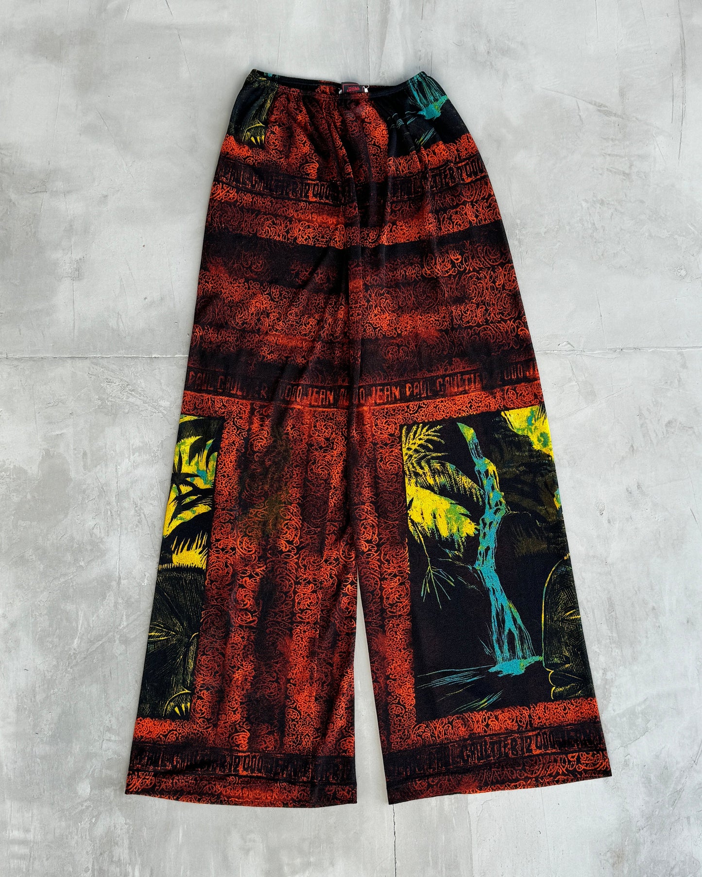 JEAN PAUL GAULTIER JPG 2000'S TROPICAL PRINT MESH TROUSER & TOP SET - S | Small, Multicoloured