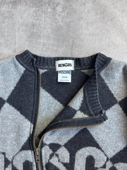 VT Rework: Moschino Jeans Asymmetric Zip Grey Wool Sweater
