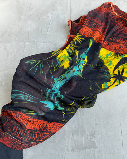 JEAN PAUL GAULTIER JPG 2000'S TROPICAL PRINT MESH TROUSER & TOP SET - S | Small, Multicoloured