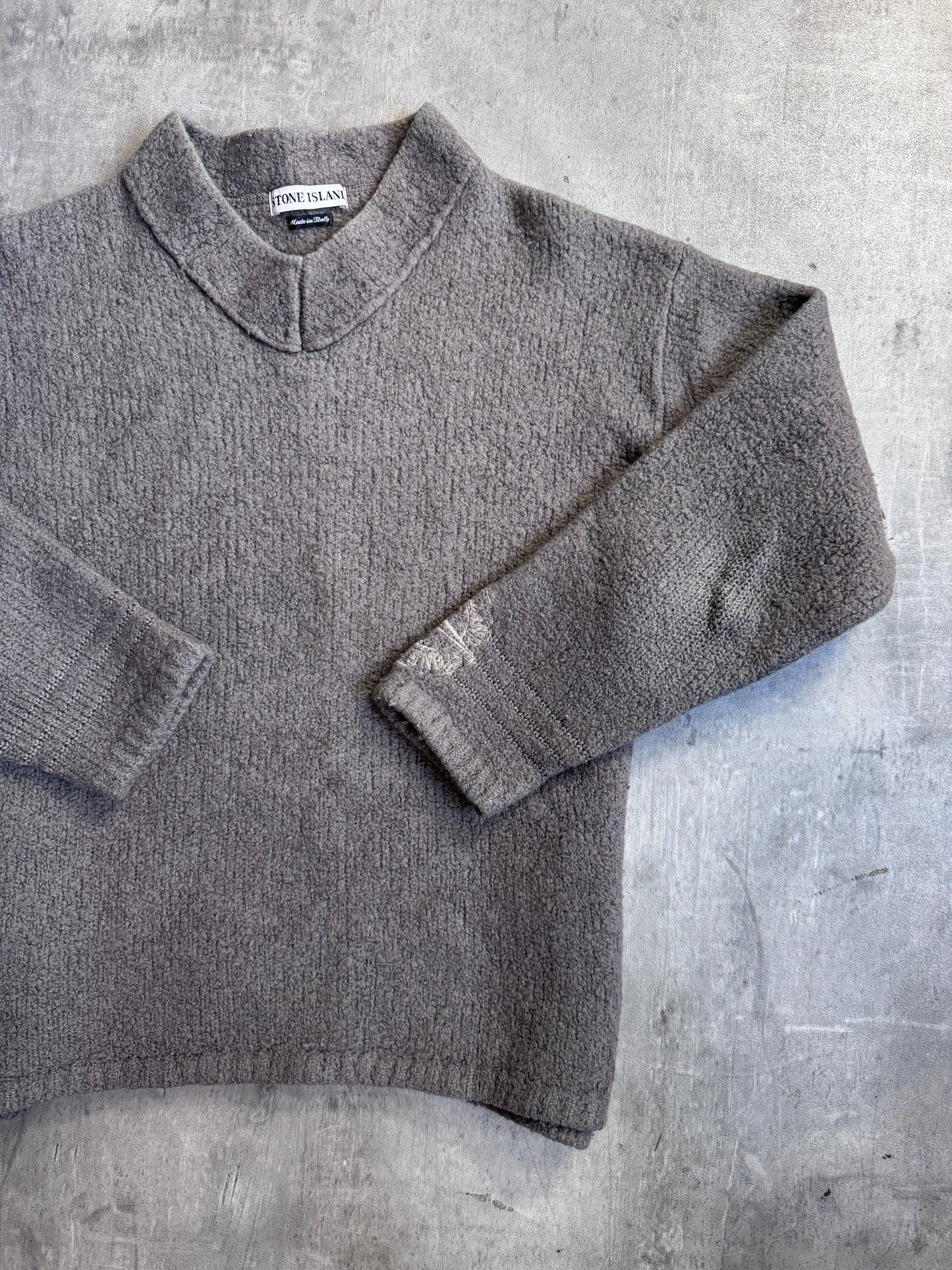 A/W 98' Stone Island Grey Lana Wool V Neck Sweater