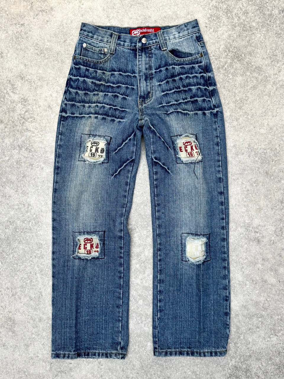 Ecko Unltd Distressed Patchwork Denim Jeans