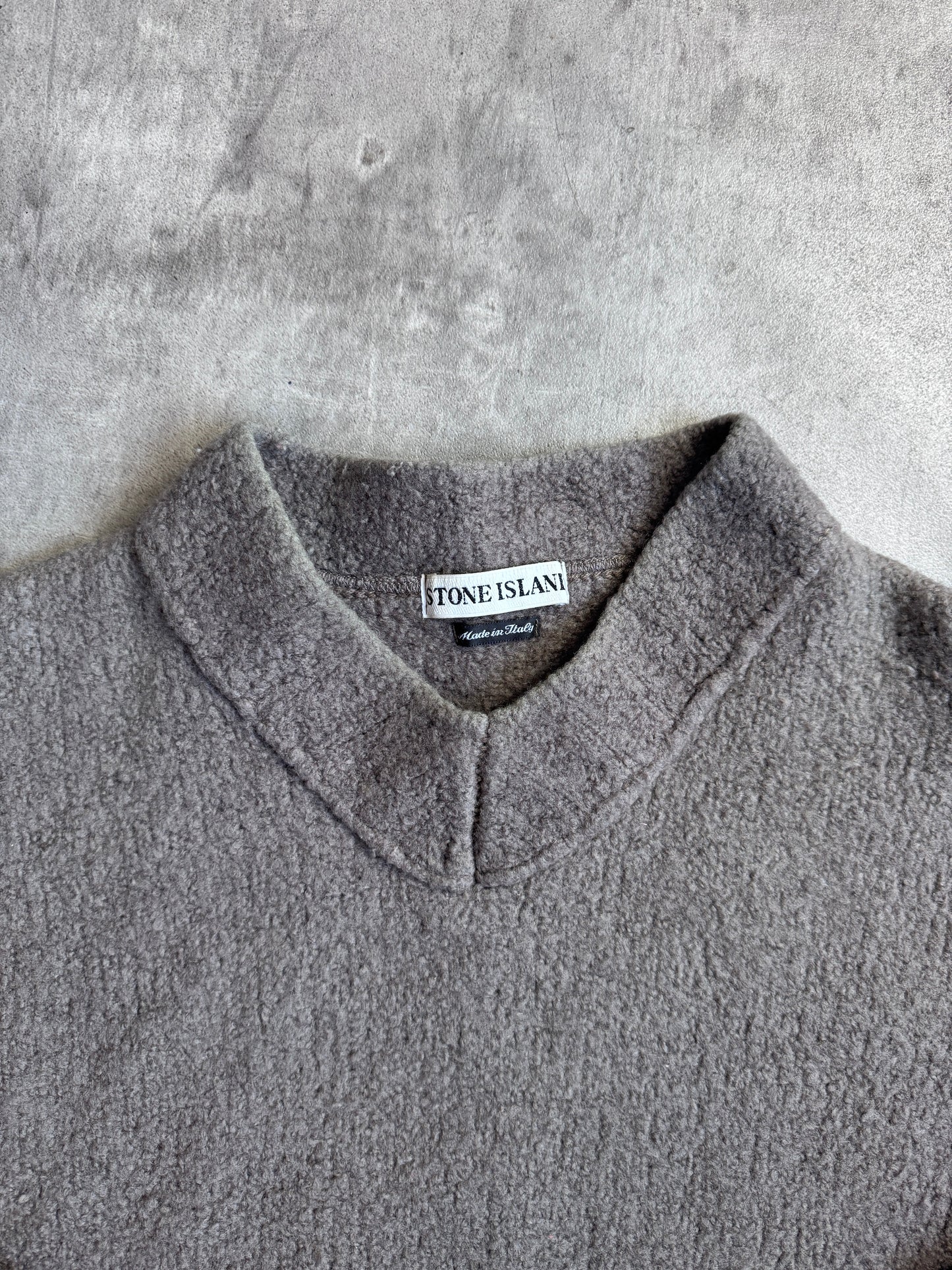 A/W 98' Stone Island Grey Lana Wool V Neck Sweater
