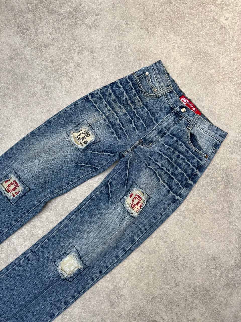 Ecko Unltd Distressed Patchwork Denim Jeans