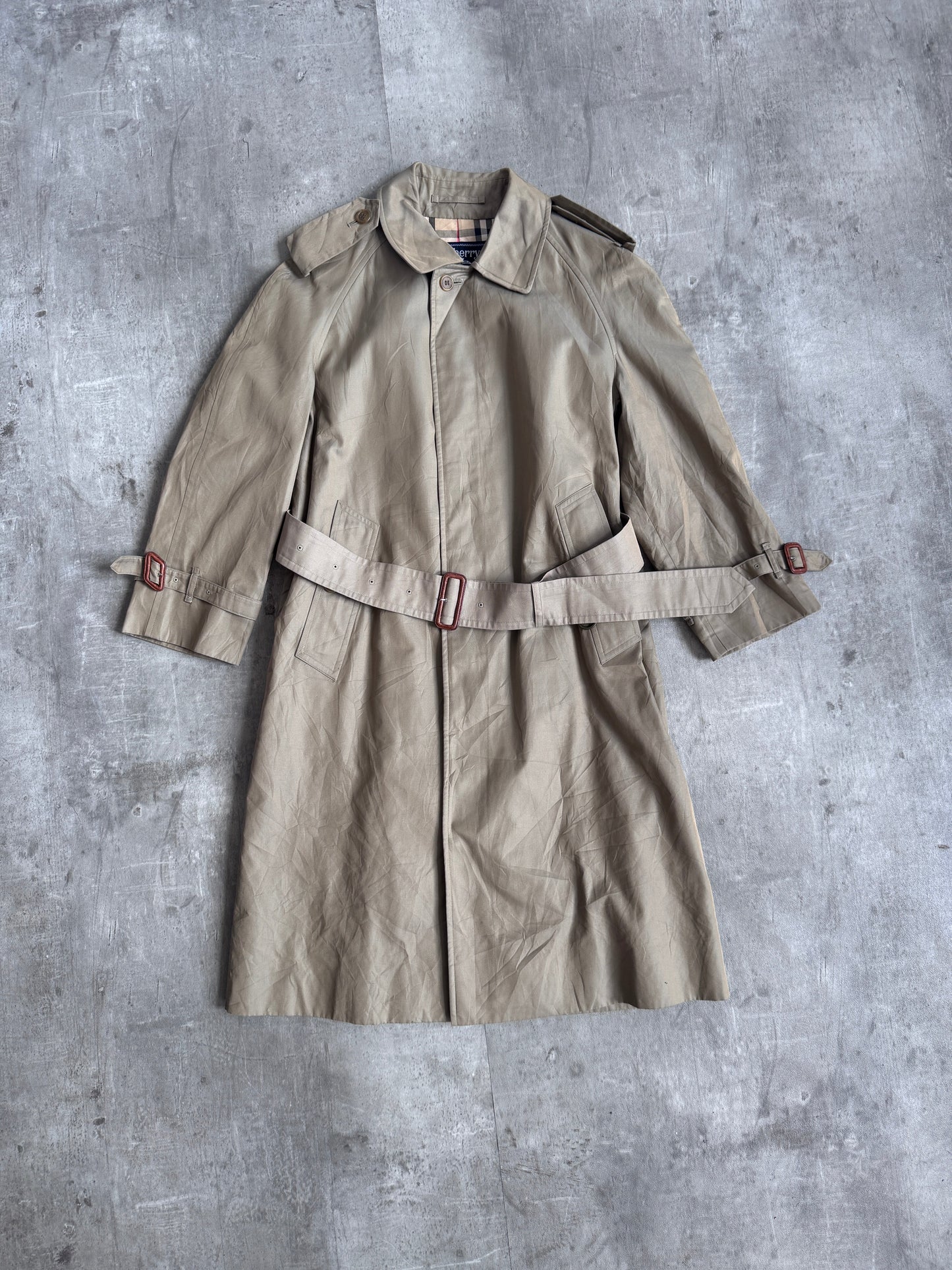 Burberry Single Breasted Olive Belted Trench