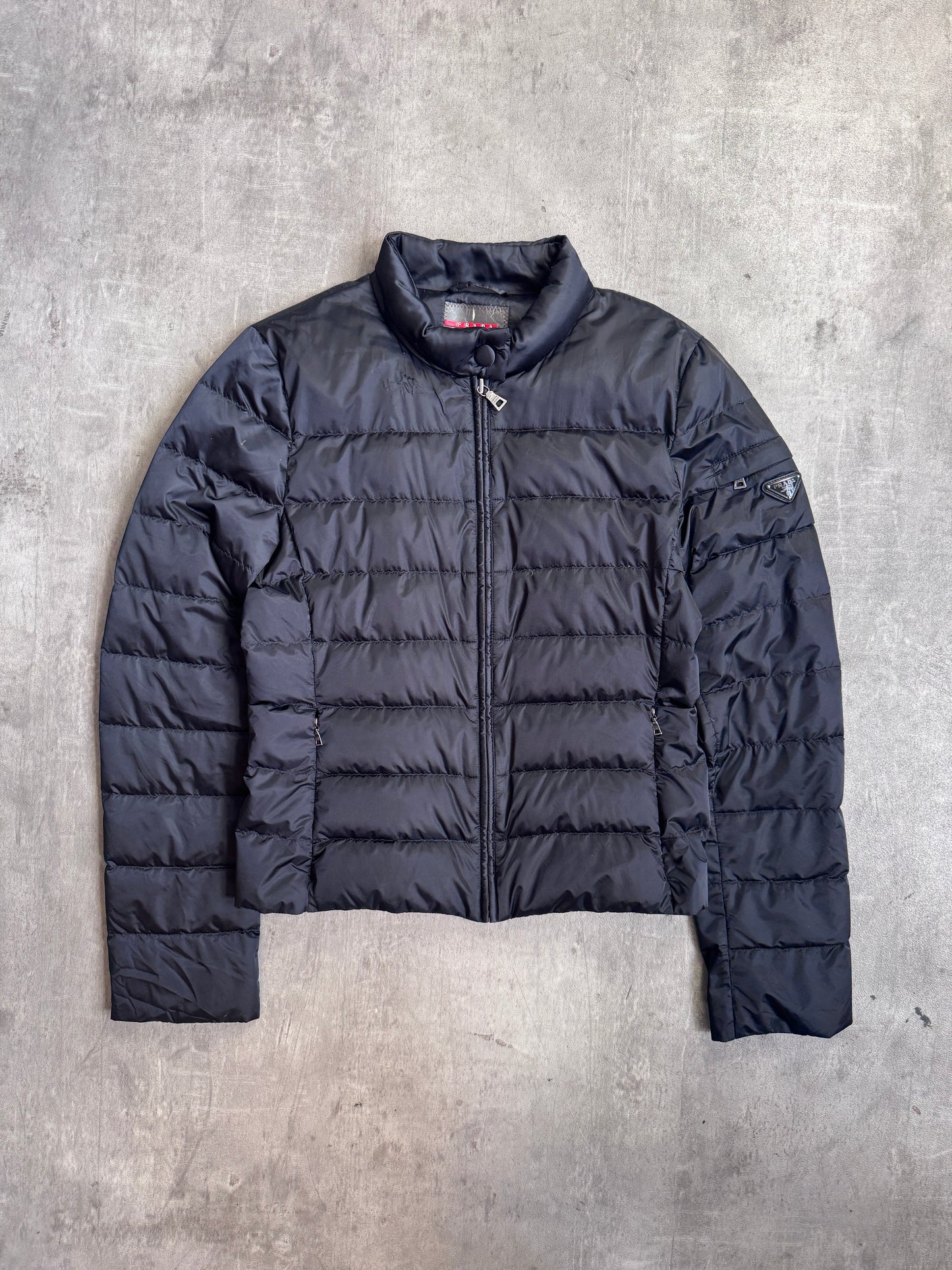 Prada Black Lightweight Nylon Down Puffer Jacket Art 290292