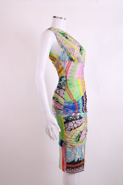 Versace Print One Shoulder Ruche Mini Dress Multi 38 | O/S, Multi