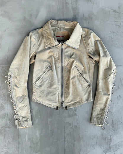 PRADA SPORT 2000'S SUEDE LACE UP JACKET - S | Small, Beige