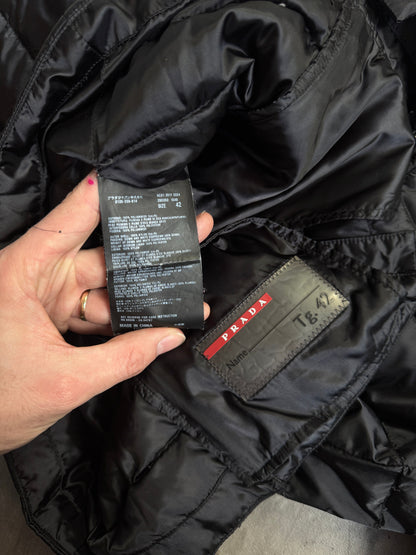 Prada Black Lightweight Nylon Down Puffer Jacket Art 290292