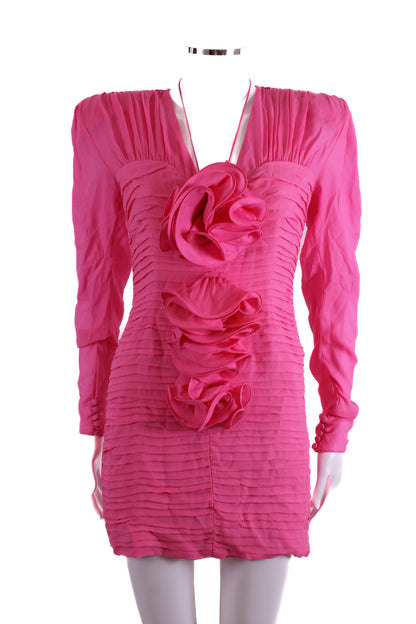 Magda Butrym Silk Flower Detail Mini Dress Pink 36 | O/S, Pink