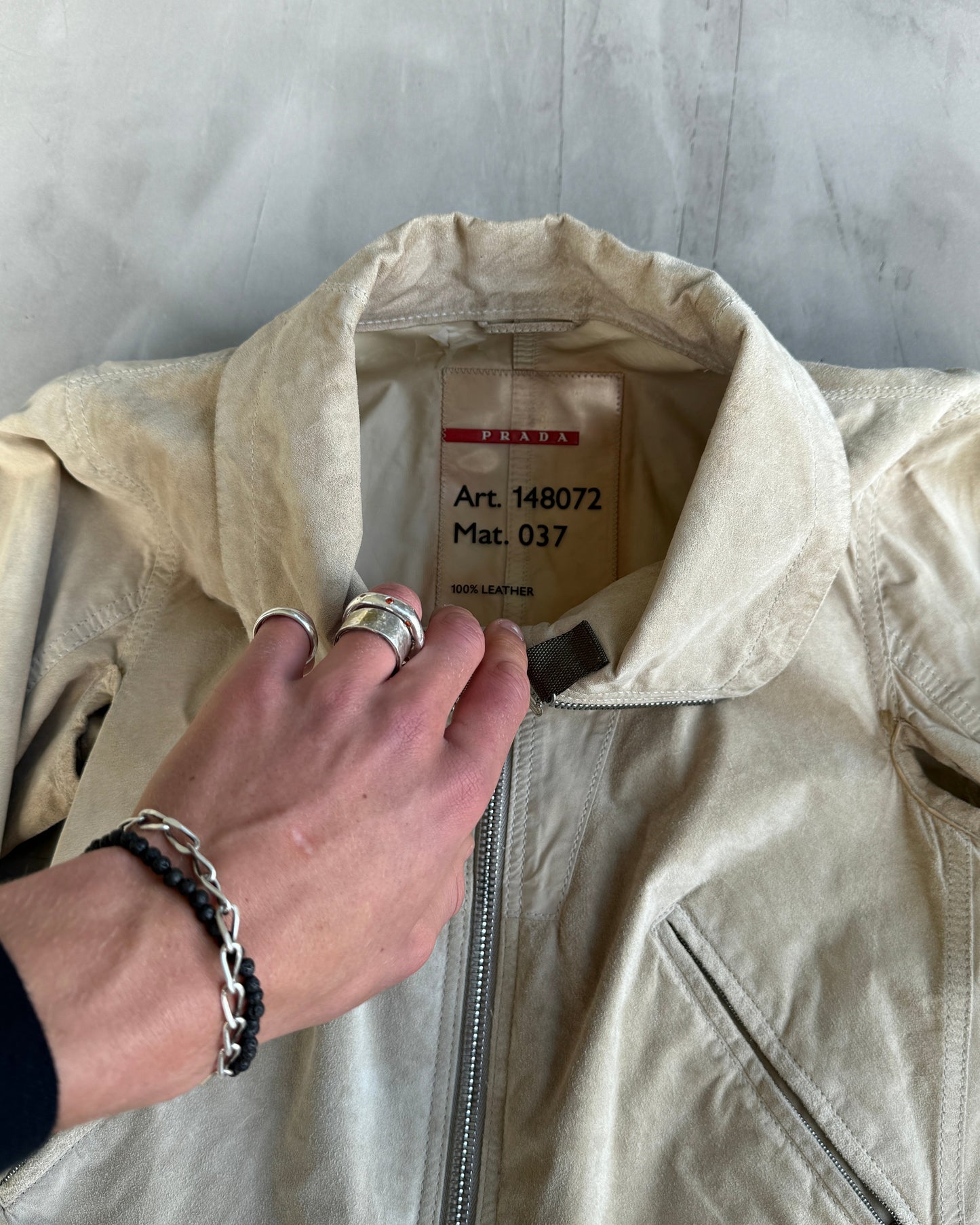 PRADA SPORT 2000'S SUEDE LACE UP JACKET - S | Small, Beige
