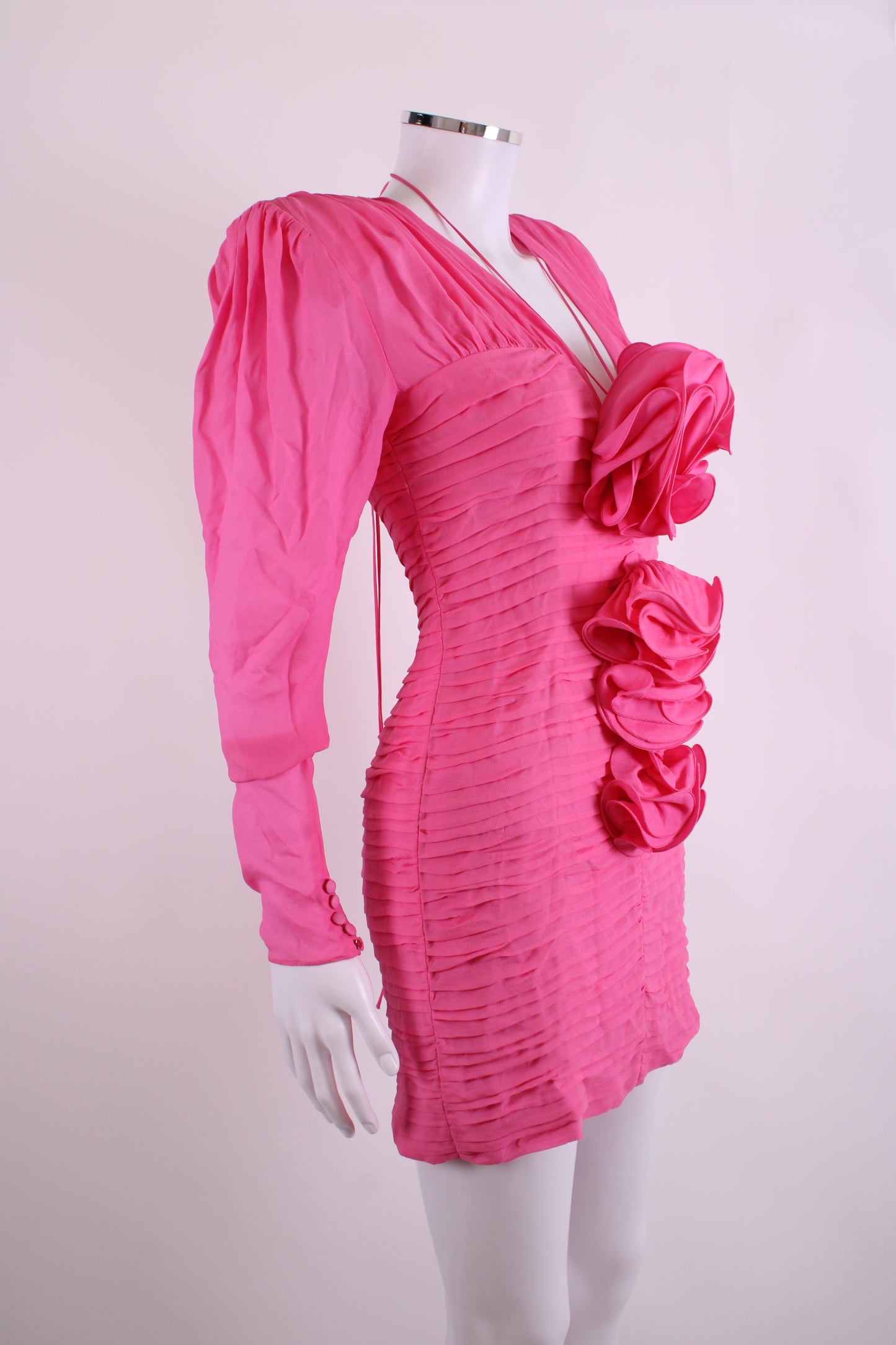 Magda Butrym Silk Flower Detail Mini Dress Pink 36 | O/S, Pink