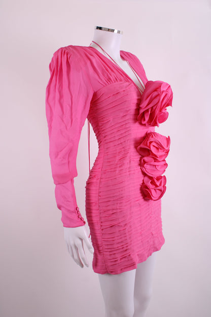 Magda Butrym Silk Flower Detail Mini Dress Pink 36 | O/S, Pink