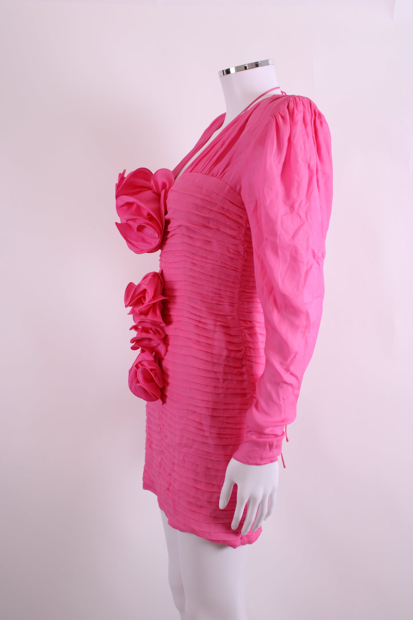 Magda Butrym Silk Flower Detail Mini Dress Pink 36 | O/S, Pink