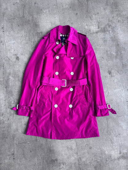 Burberry Double Breasted Fuchsia Trench