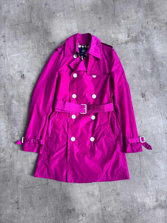 Burberry Double Breasted Fuchsia Trench