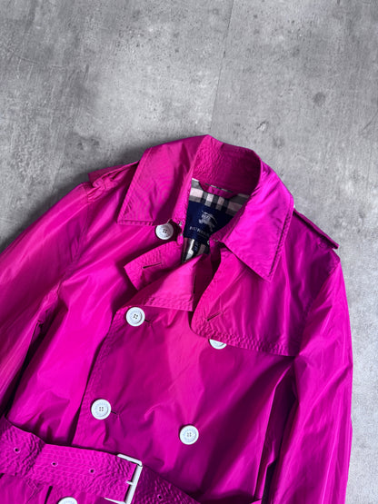 Burberry Double Breasted Fuchsia Trench
