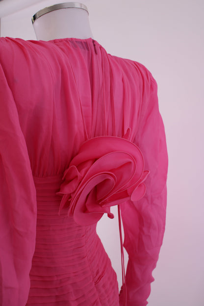 Magda Butrym Silk Flower Detail Mini Dress Pink 36 | O/S, Pink