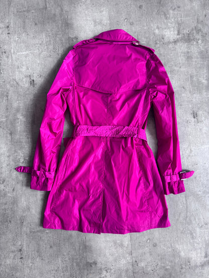 Burberry Double Breasted Fuchsia Trench