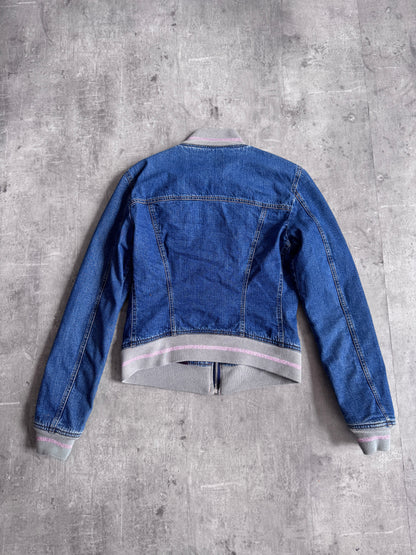 D&G Denim Varsity Style Cropped Bomber
