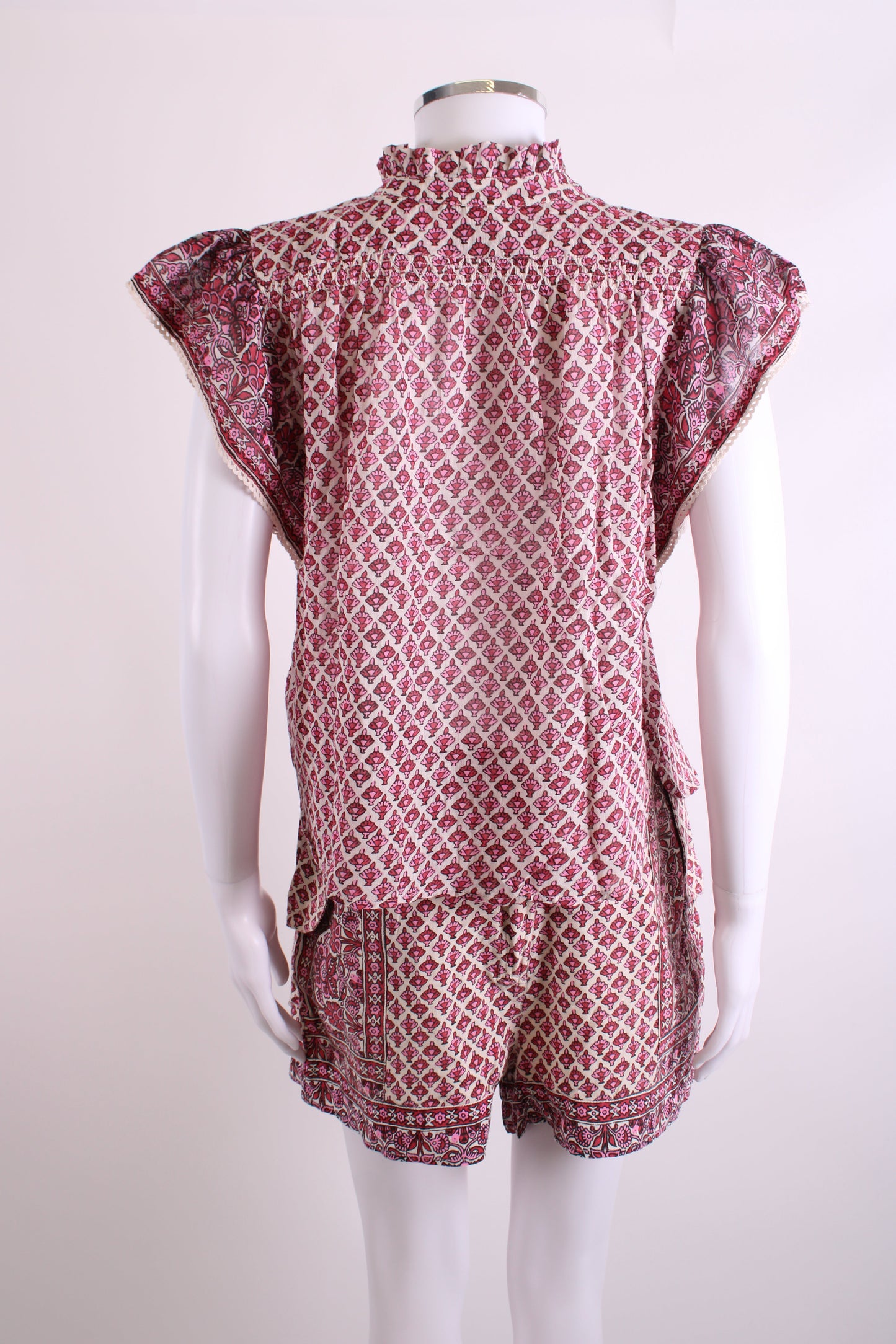 M.A.B.E Blouse/ Shorts Print Co-ord Pink/White S | Small, Pink