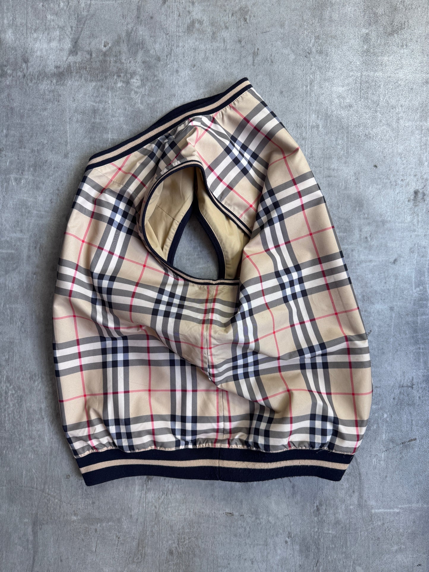 Burberry Golf Beige Poly Nova Check Rib Knit Detailed Sweater Vest