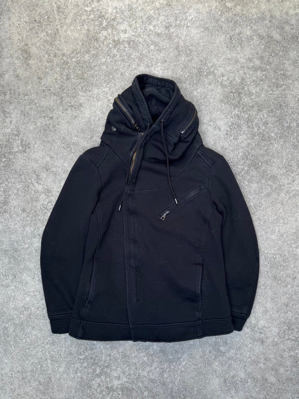 Katharine Hamnett Asymmetrical Black Hooded Sweater